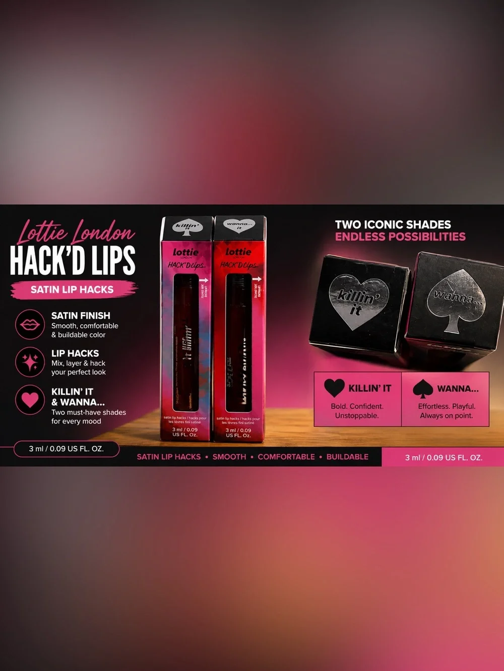 Lottie London Hack’d Lips Satin Lip Hacks Duo Set – Killin’ It & Wanna…